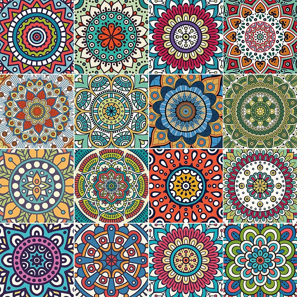 16Pcs Decorative Tile Stickers, Peel and Stick Backsplash, 6"x6" inches Self Adhesive Removable Waterproof for Walls Stickers, Vinyl Stickers for Kitchen Backsplash, Bathroom, Stairs,Stick on Tiles.