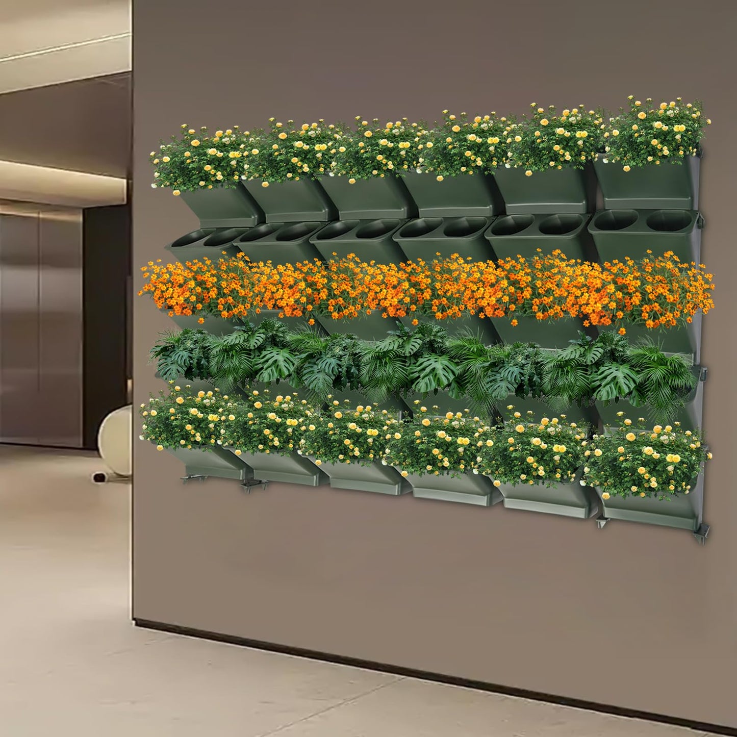 30-Piece Vertical Wall-Mounted PP Planter, Indoor Outdoor Green Wall Garden Planter Kit, Garden Self Watering Wall-Mounted Planter Plant Flower Pot Holder for Home, Office, Balcony