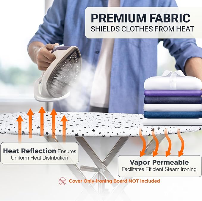 Ironing Board Cover and Pad 15"x54" Extra Thick Natural Cotton, Scorch and