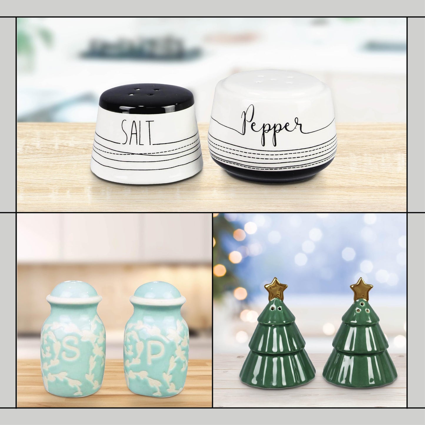 Young's Inc. Ceramic Salt and Pepper Shaker Set - Cute Kitchen Table Accessories and Decor - Stacking