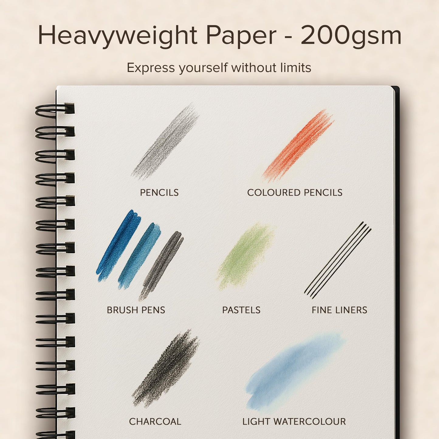 A4 Sketchbook for Artists Hardcover – 200GSM Very Thick Paper – Large Sketch Pad Art Book, Spiral Bound Book for Children – Drawing Book 21.6x28cm, 40 Sheets / 80 Pages