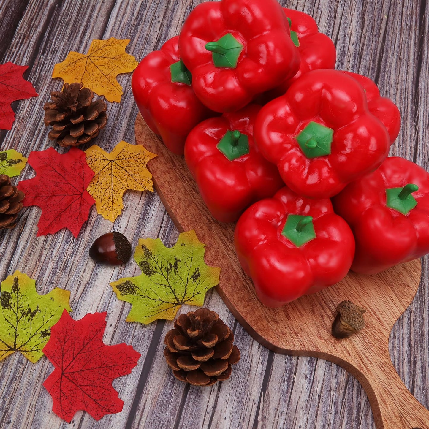 Gresorth 8pcs Artificial Big Bell Red Pepper Decoration Fake Vegetable Home Kitchen Cabinet Model