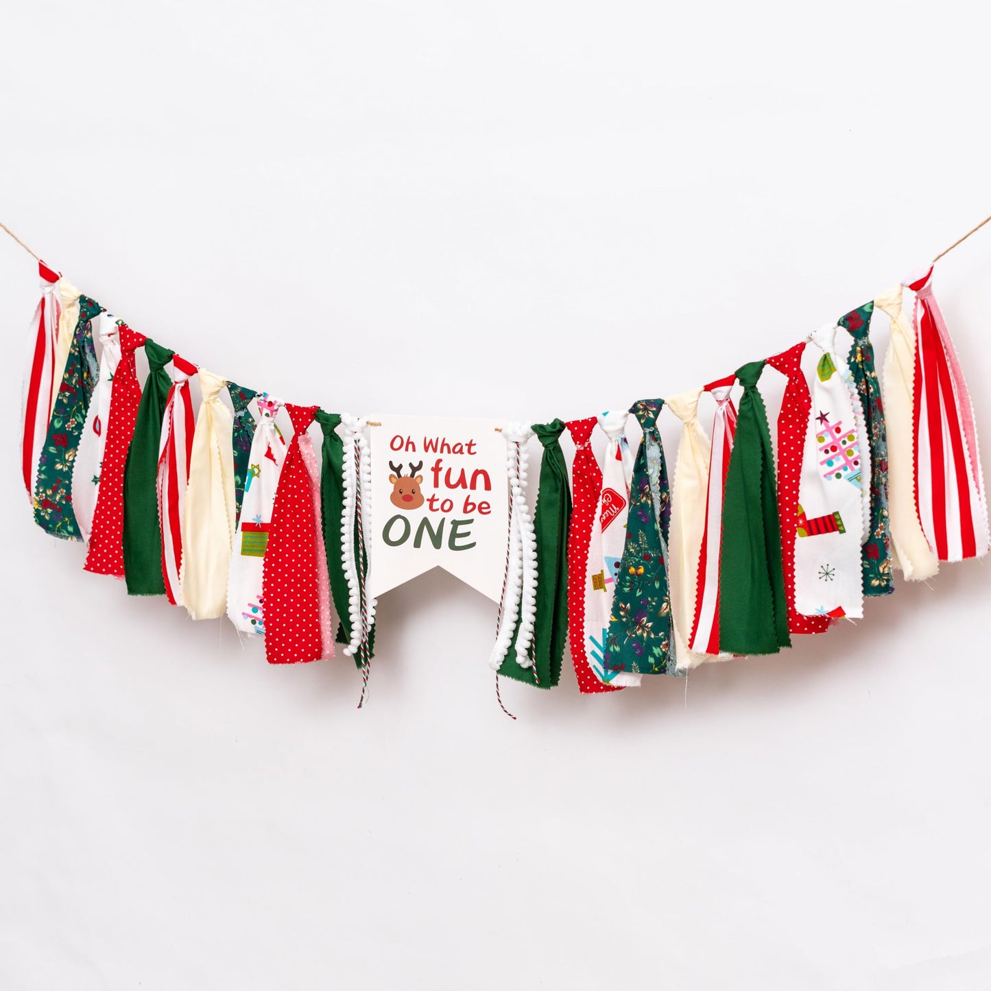 UDOTE Christmas One High Chair Banner - Oh What Fun To Be One Banner For Girls And Boys First Birthday Decoration,Designed Specifically For Baby's First Birthday Christmas Decorations