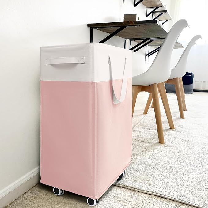 Goodpick Laundry Basket with Wheels 2-Pack, 75L Tall Clothes Hamper, Large