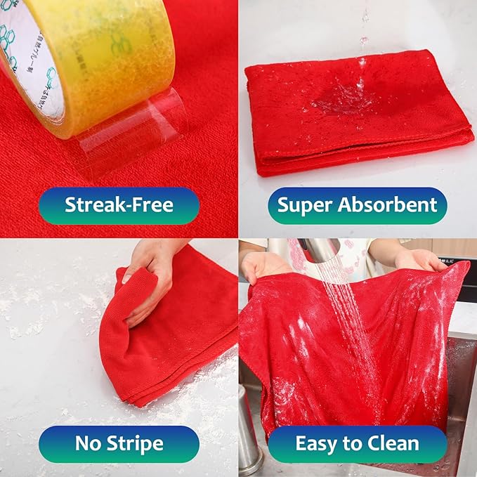 Newwiee 3 Pcs Extra Large Microfiber Cleaning Cloth 30" x 20" Washable Reusable