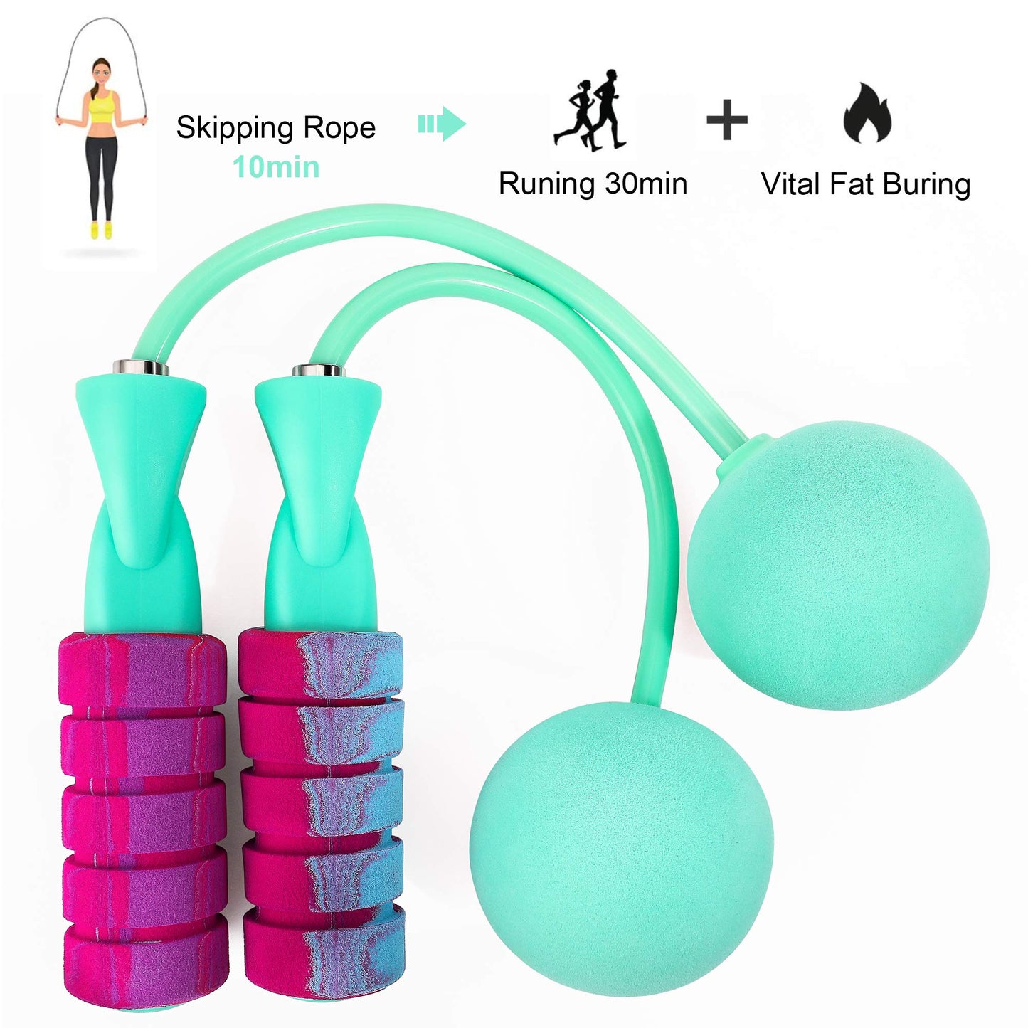 APLUGTEK Jump Rope, Weighted Ropeless Skipping Rope for Fitness, Tangle-Free Rapid Speed Cordless Jump Rope Workout for Men, Women, Children…