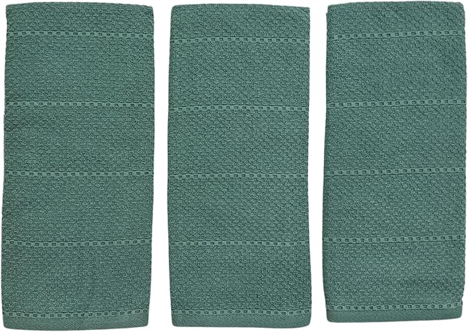 Serafina Home Dark Emerald Green Kitchen Hand Dish Towels: Oversized 28" x 18"