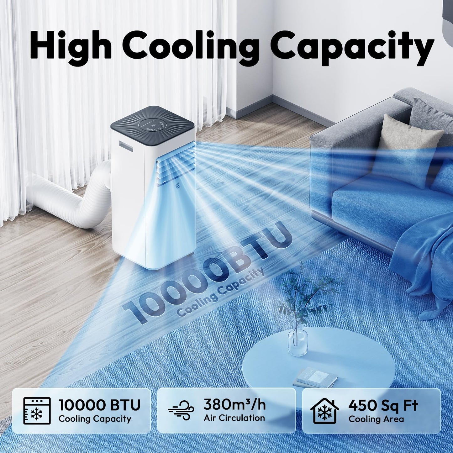 10,000 BTU Portable Air Conditioners, Portable AC With Remote for Room to 450 sq.ft 3 in 1 Air Conditioner With Dehumidification/Air Circulation/Timer And Window Kit