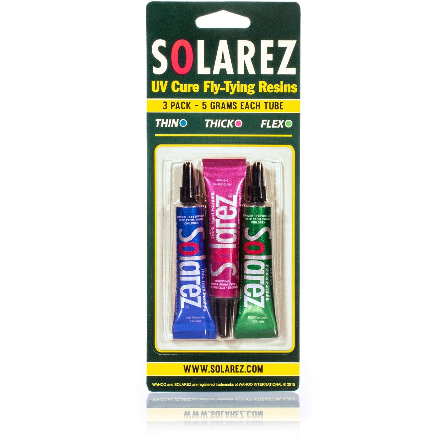 SOLAREZ Fly Tie UV Cure Resin - 3 Pack Starter Kit - Thin Hard, Thick Hard, Flex Formulas (3 x 5g Tubes) Fly Tying Resin, FlyTye Glue, Fly Fishing Starter to Build Fly Heads and Bodies! USA Made!