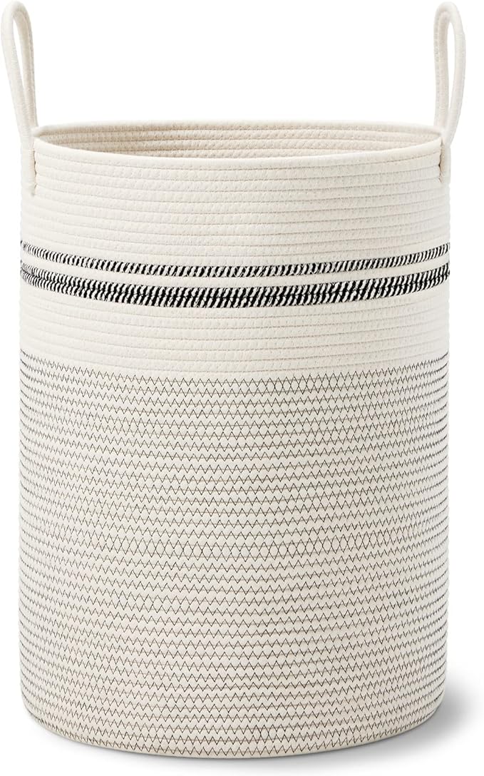 VIPOSCO Large Laundry Hamper, Tall Woven Rope Storage Basket