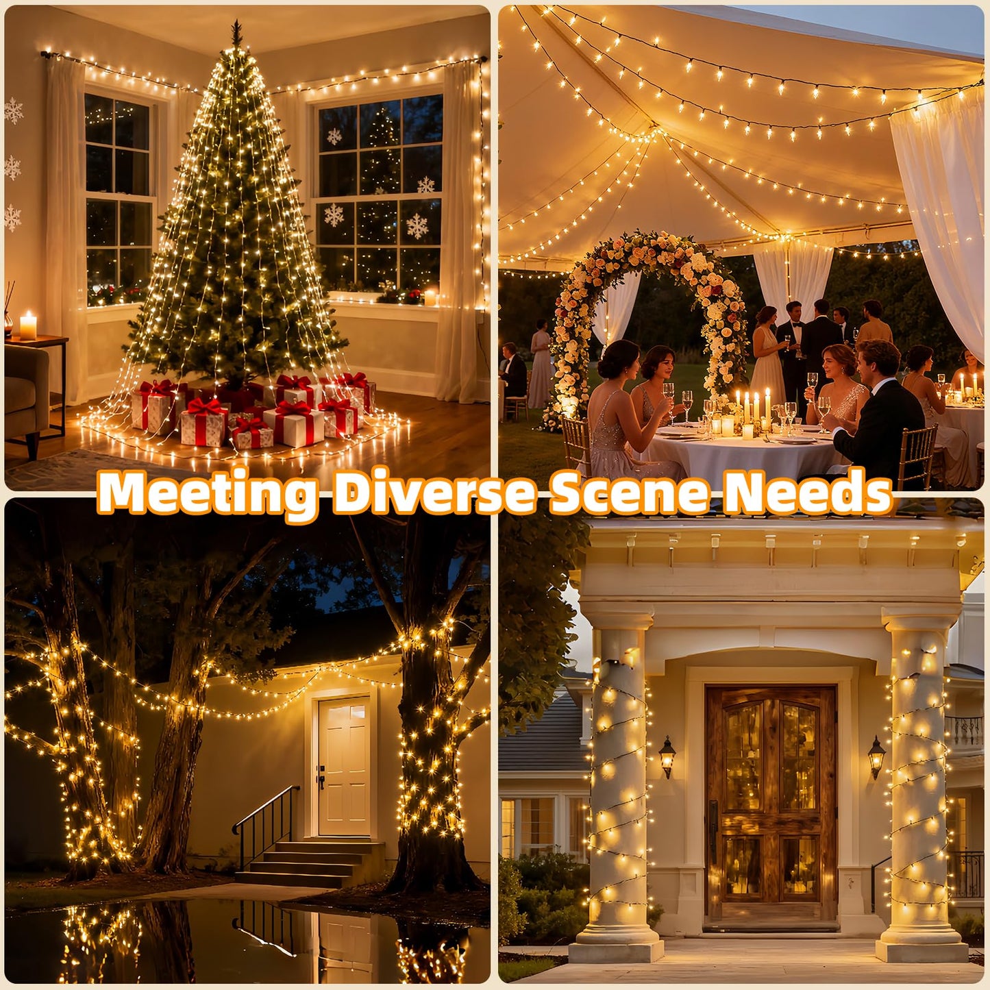 AHAWILL Warm White Christmas Lights Outdoor,83FT 250LED String Lights with 8 Modes,Christmas Tree Lights Indoor Plug in,Waterproof Twinkle Fairy Lights for Party,Classroom,Home Decor
