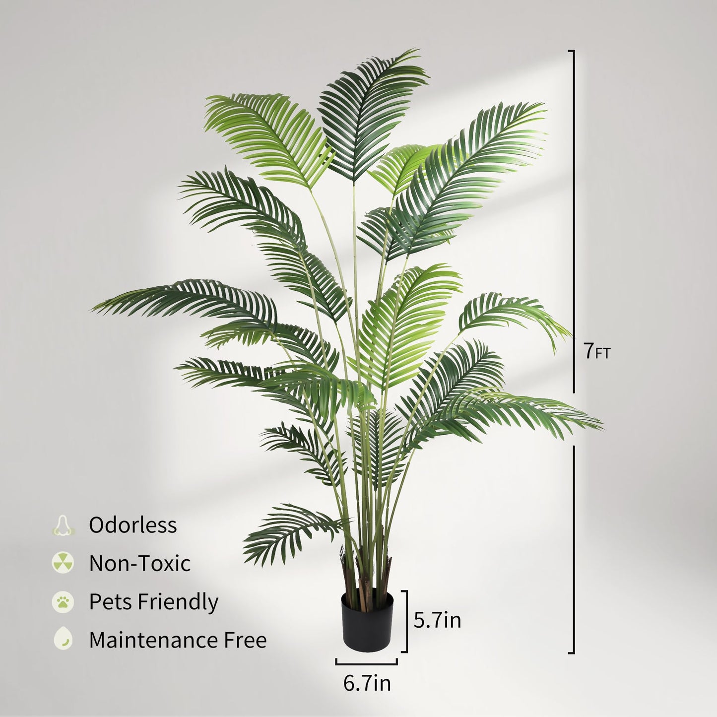 Worth Garden 82in 2-Pack Artificial Areca Palm Tree in Pot, 7ft Fake Cane Palm Silk Plant Indoor Outdoor, Dypsis Lutescens, Lifelike Faux Silk Plants Home Decor