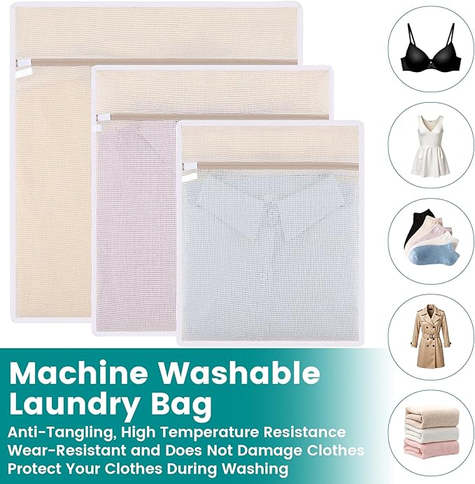 4Pcs Durable Cotton Mesh Laundry Bags