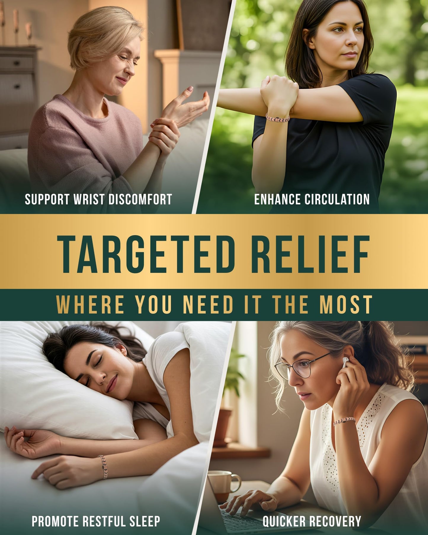 MagnetRX® Magnetic Copper Bracelets for Women - EllipseMAX 5X Strength 5,000 Gauss Magnets - Designed in USA & Patent Pending - Premium Womens Copper Bracelet with Adjustable Length