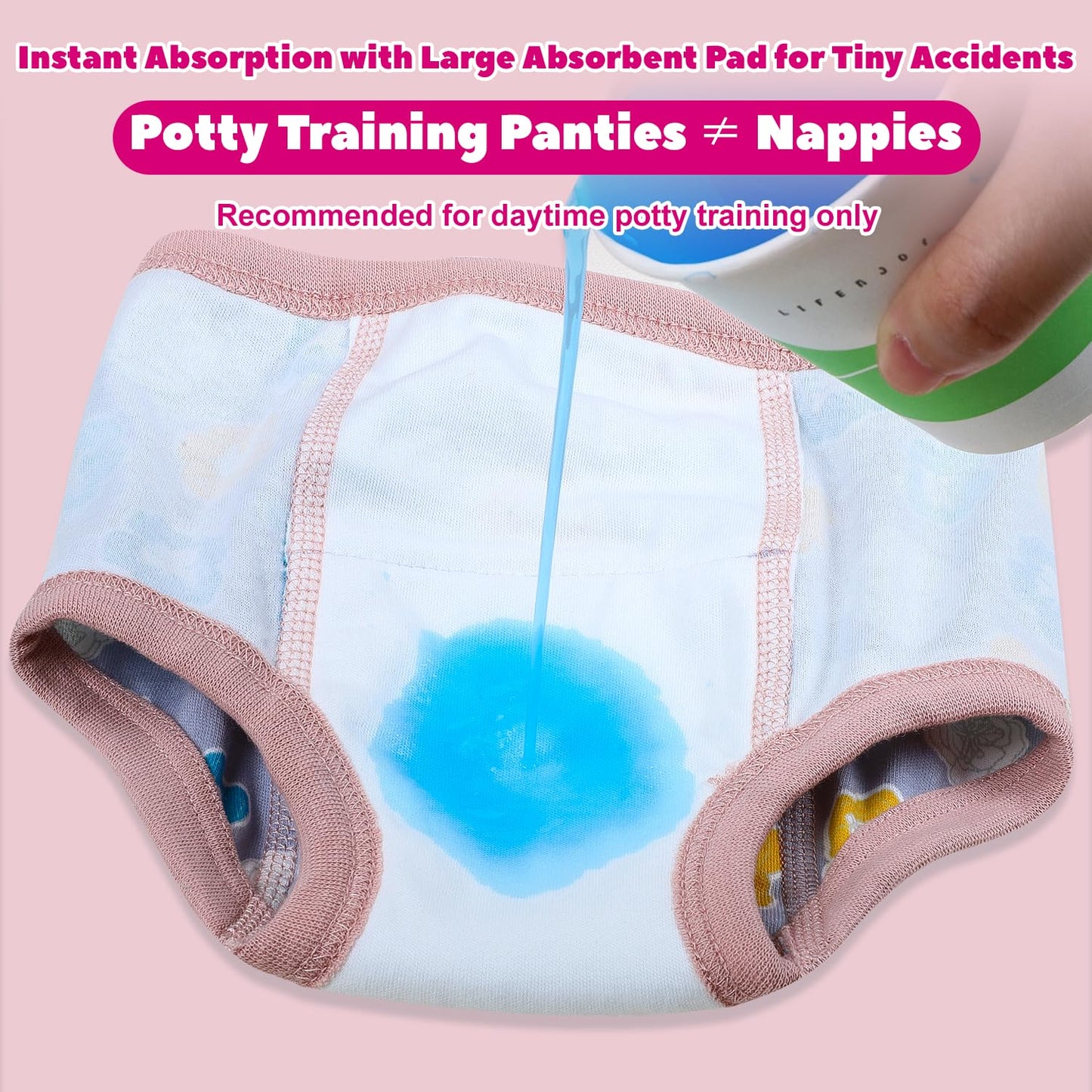 MOEMOE BABY Potty Training Pants, Toddler Reusable Training Pants Cotton for Girls, 10 pack, Light Violet, 2 Years