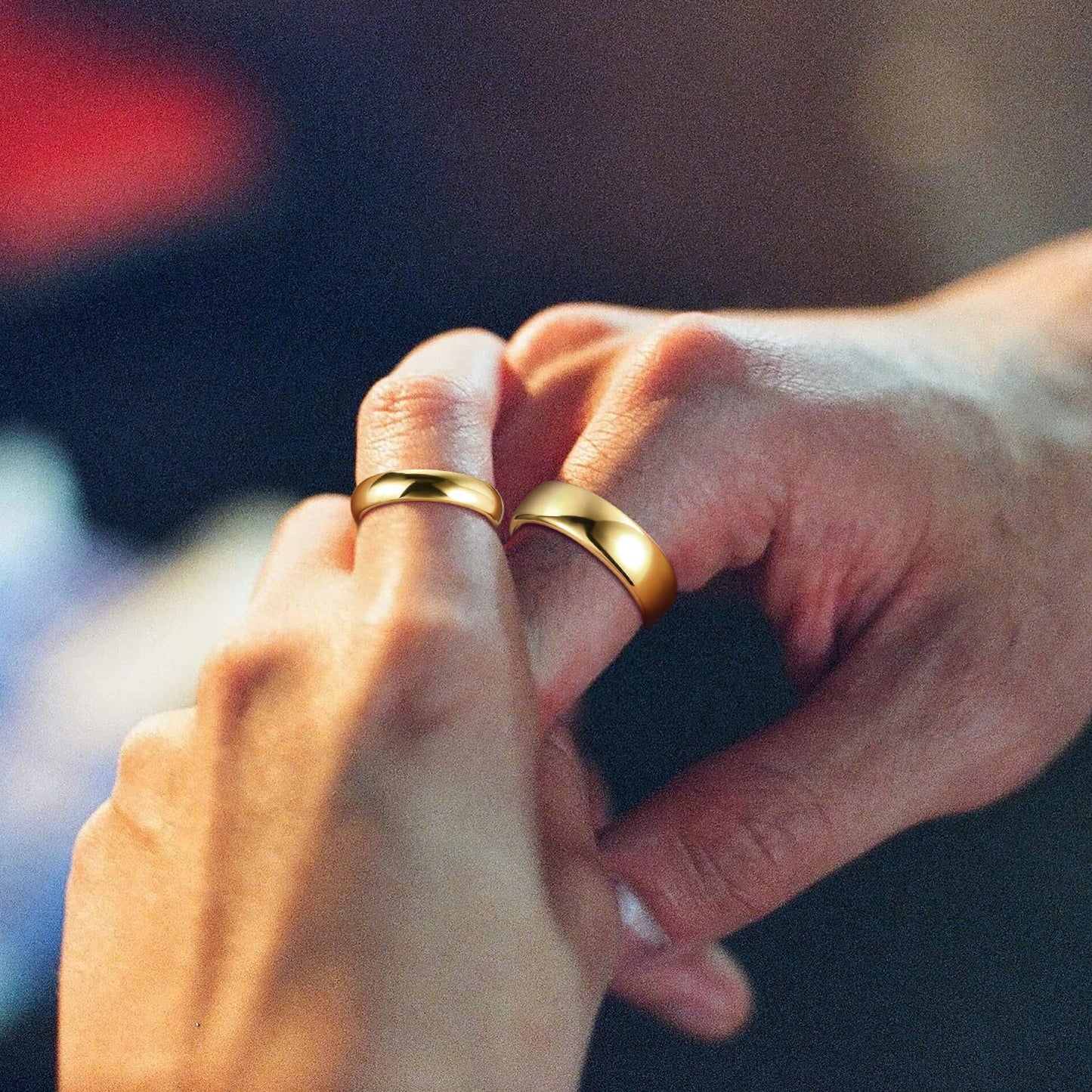 Greenpod 4mm 24K Gold Plated Tungsten Rings for Women High Polish Dome Plain Classic Wedding Bands Comfort Fit Size 4.5