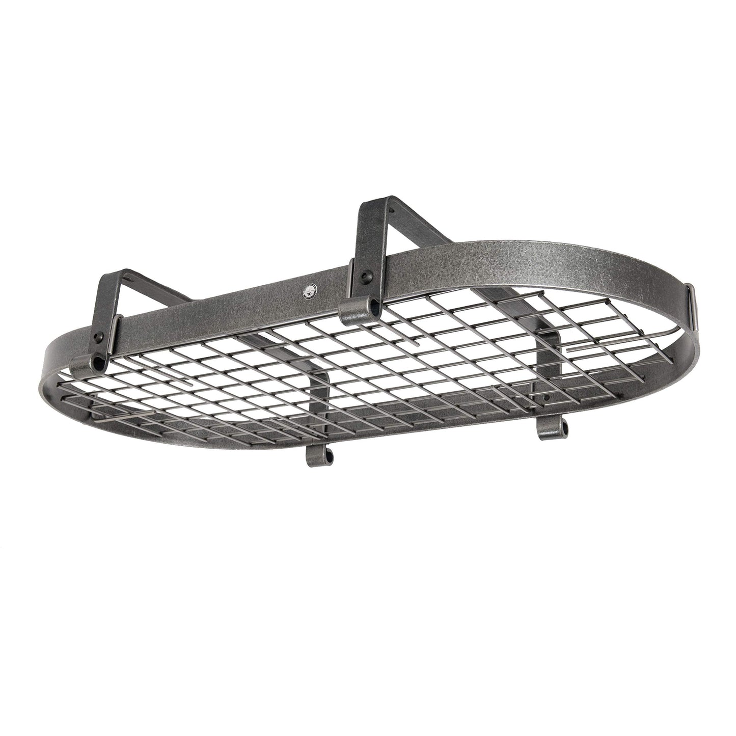 Enclume Premier Low-Ceiling Oval Pot Rack, Hammered Steel