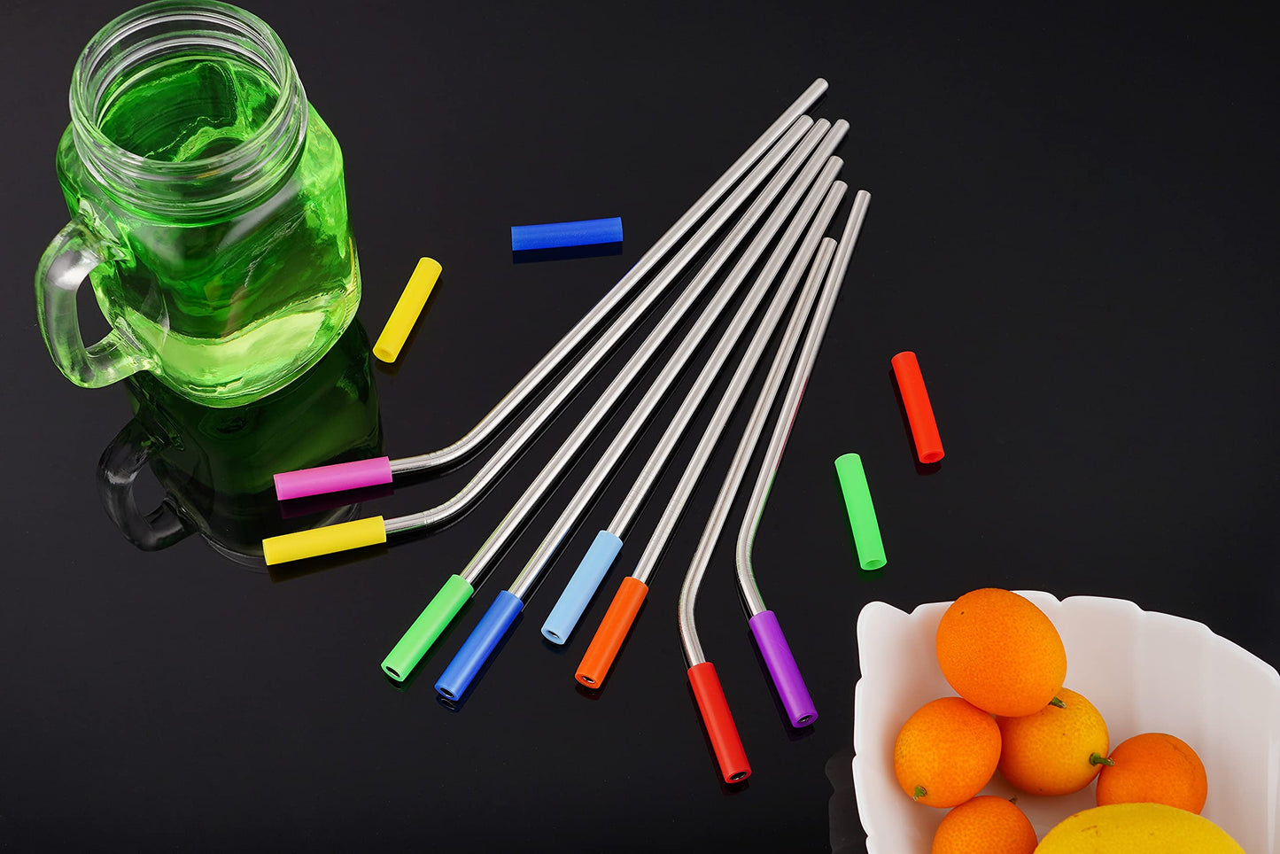 20 Pack Reusable Stainless Steel Metal Straws,10.5" & 8.5" Reusable Drinking Straws with 20 Silicone Tips 5 Straw Brushes 1 Travel Case,Eco Friendly Extra Long Metal Straw Fit for 20 24 30 oz Tumbler
