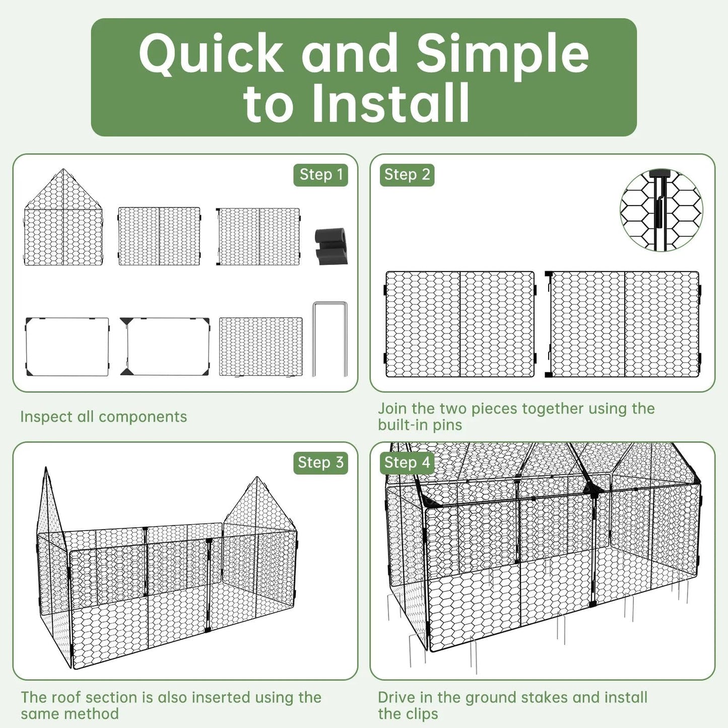 Decoroca 4x2ft Chicken Wire Plant Protectors - Crop Cage with Flip-Top&10 Ground Stakes, Outdoor Plant Protection Cage Keep Animals Out of Your Vegetable Garden - Suitable for 4x2ft Raised Garden Bed