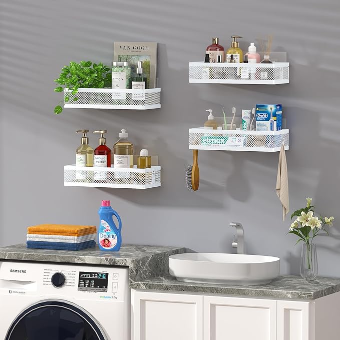 PUSDON Hanging Storage Baskets Organizer Wall Mount, Metal Wire Storage Bin Rack