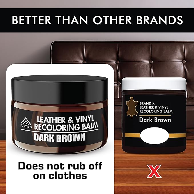 FORTIVO Leather Recoloring Balm, Color Restorer, Scratch Remover, Couch Paint