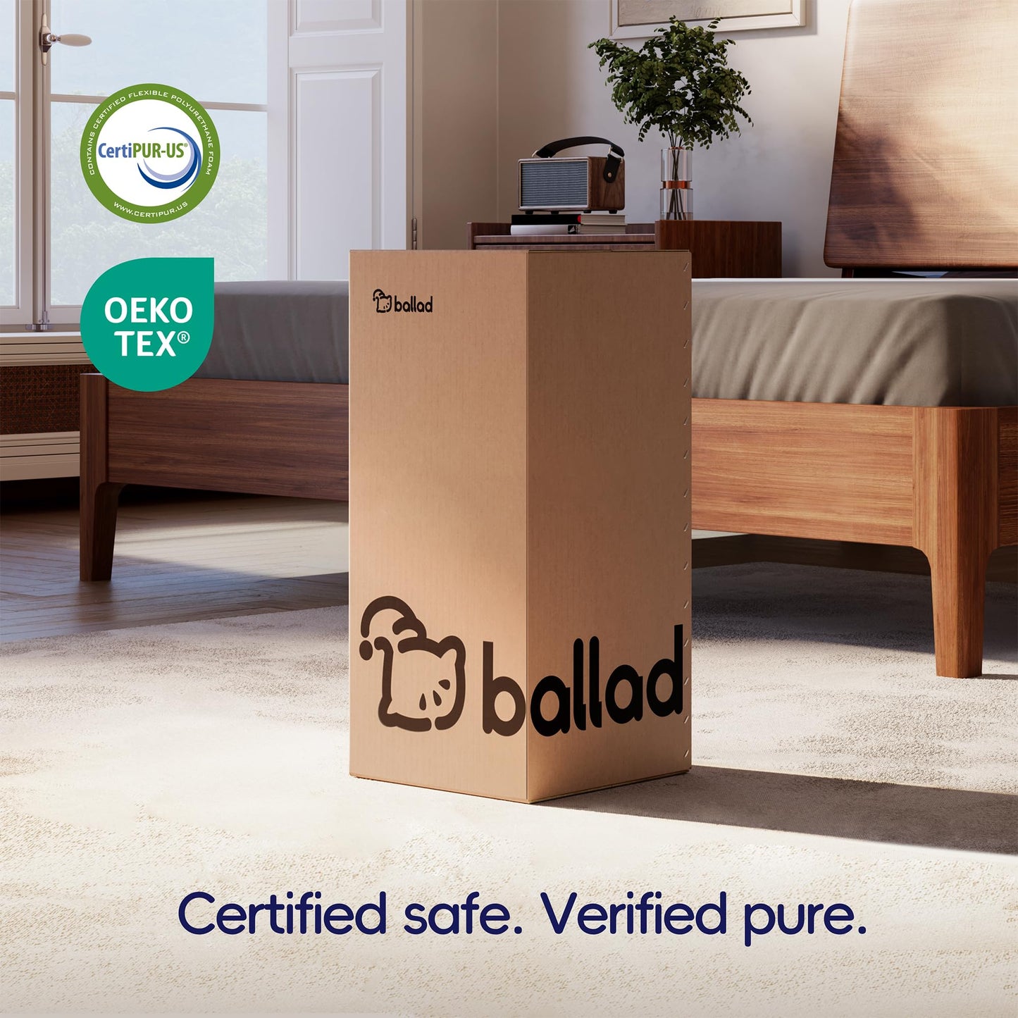Ballad 3 Inch Gel Memory Foam Mattress Topper Queen Size, High Density Cooling Pad with Premium Removable Cover, Pressure Relief Bed Topper, (CertiPUR-US & Oeko-Tex Certified)