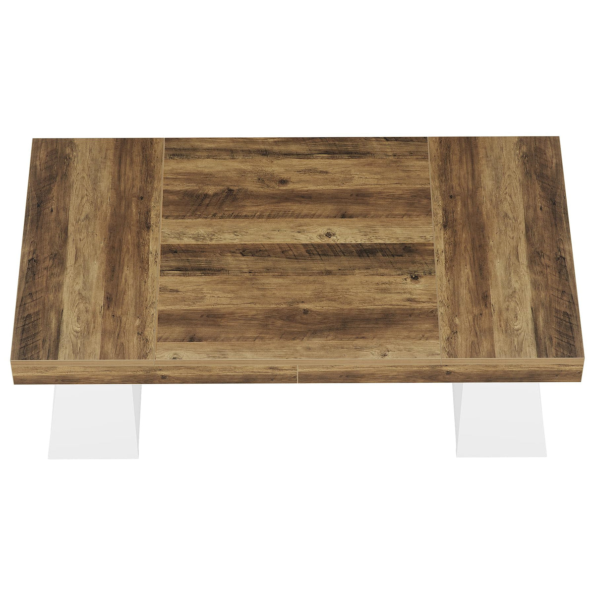 Tribesigns 55" Executive Desk, Wooden Office Desk with Double Pedestal, Modern Simple Computer Writing Table for Home Office, Brown & White
