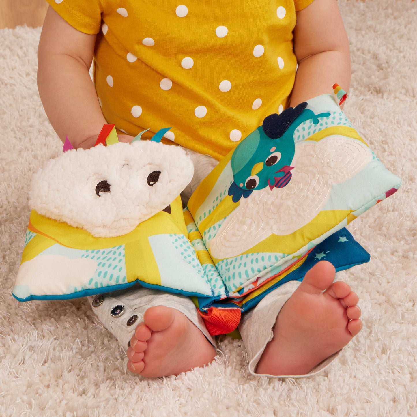 B. toys- B. baby – Interactive Soft Baby Book – Rainbow Sunshine- Baby Developmental toy- Cloth Book for Babies – Sensory Features – 6 Months +