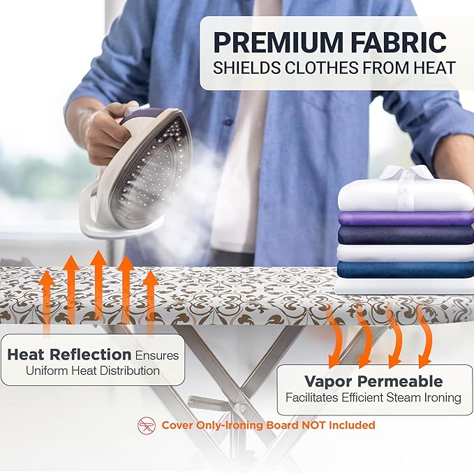 Ironing Board Cover and Pad 18"x54" Extra Thick Natural Cotton, Scorch & Stain