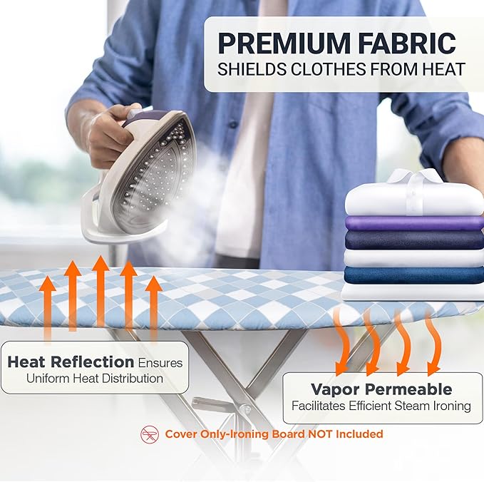 Ironing Board Cover and Pad 15"x54" Extra Thick Natural Cotton, Scorch and