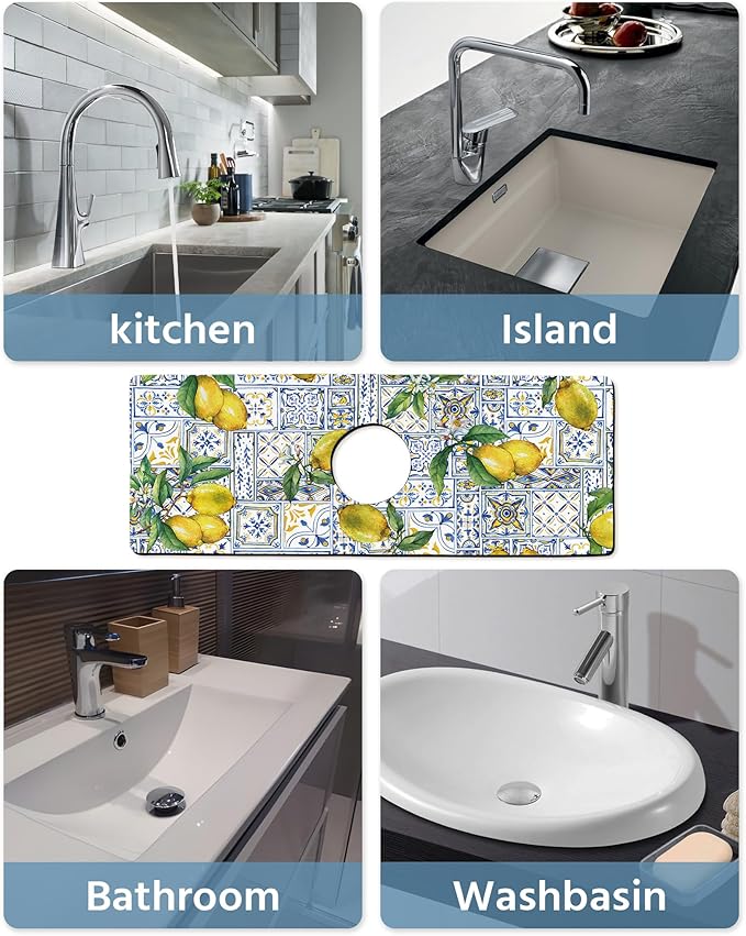 Patterned Sink Faucet Mat Kitchen Splash Guard Super Absorbent Drying Mat