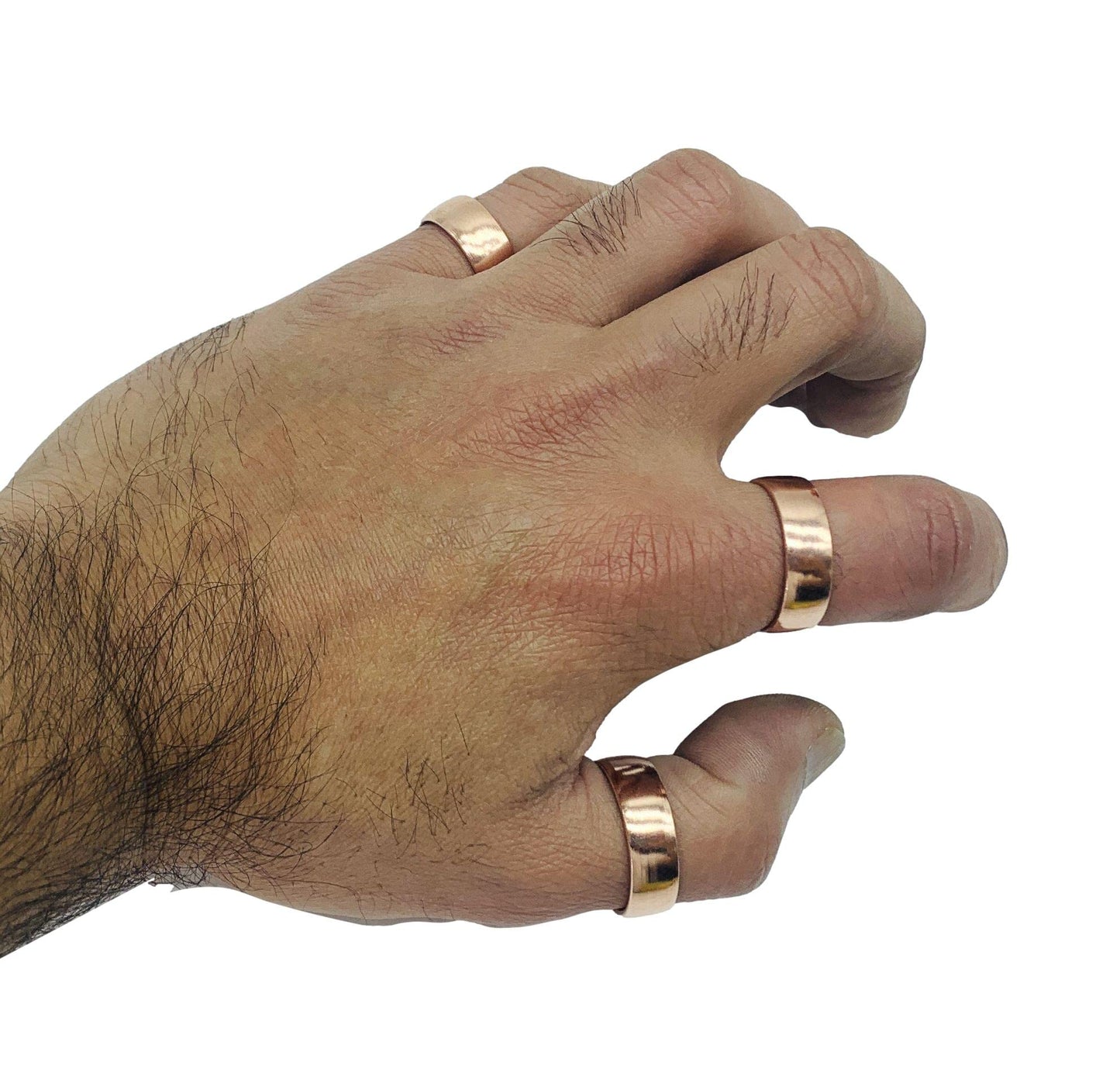 Set of 3 Hand Forged Pure Copper Rings. Made with 100% Pure Raw Untreated Copper. Helps Reduce Finger Joint Pain and Swelling. Tibetan Healing Medicine Ring Set. (Plain)