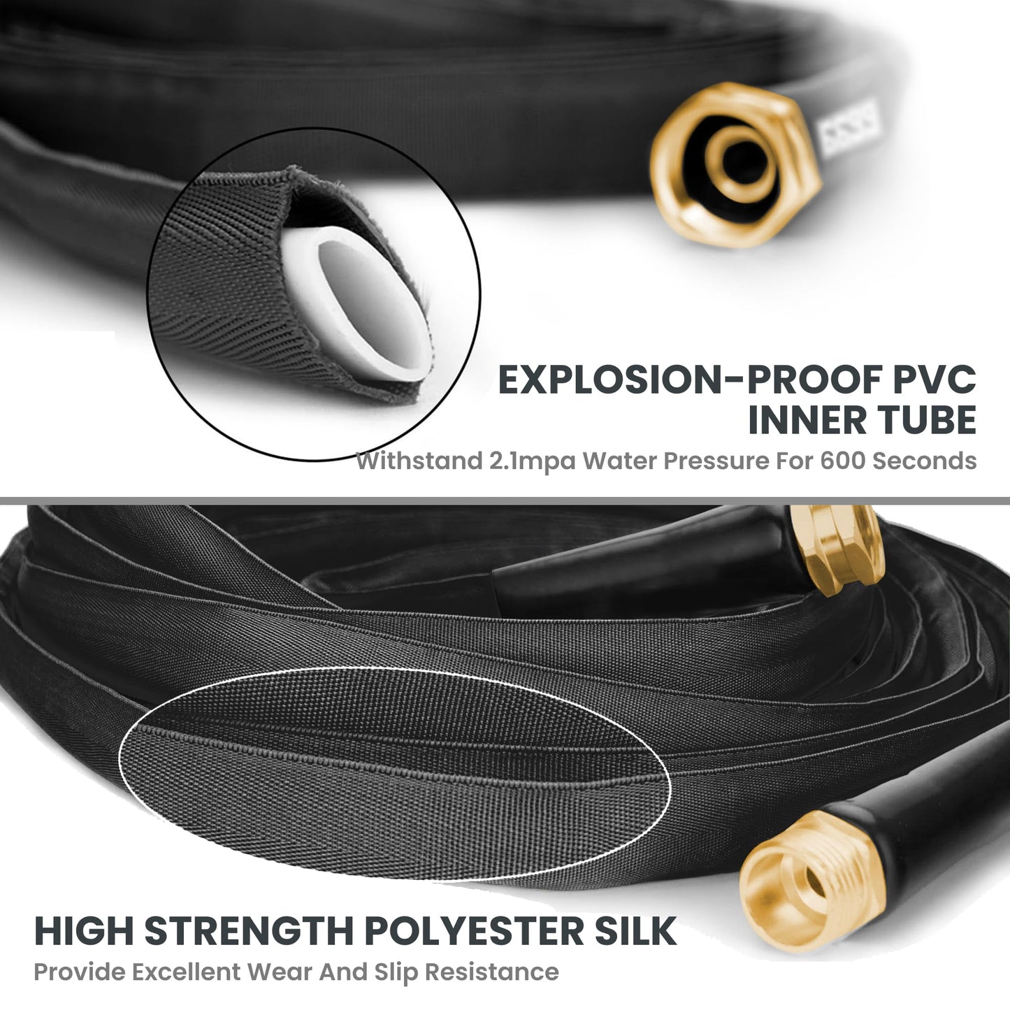 Giraffe Tools Garden Hose 25FT Lightweight Lay Flat Water Hose Kink Free Flexible Hose with 9 Spray Function Nozzle(Black)