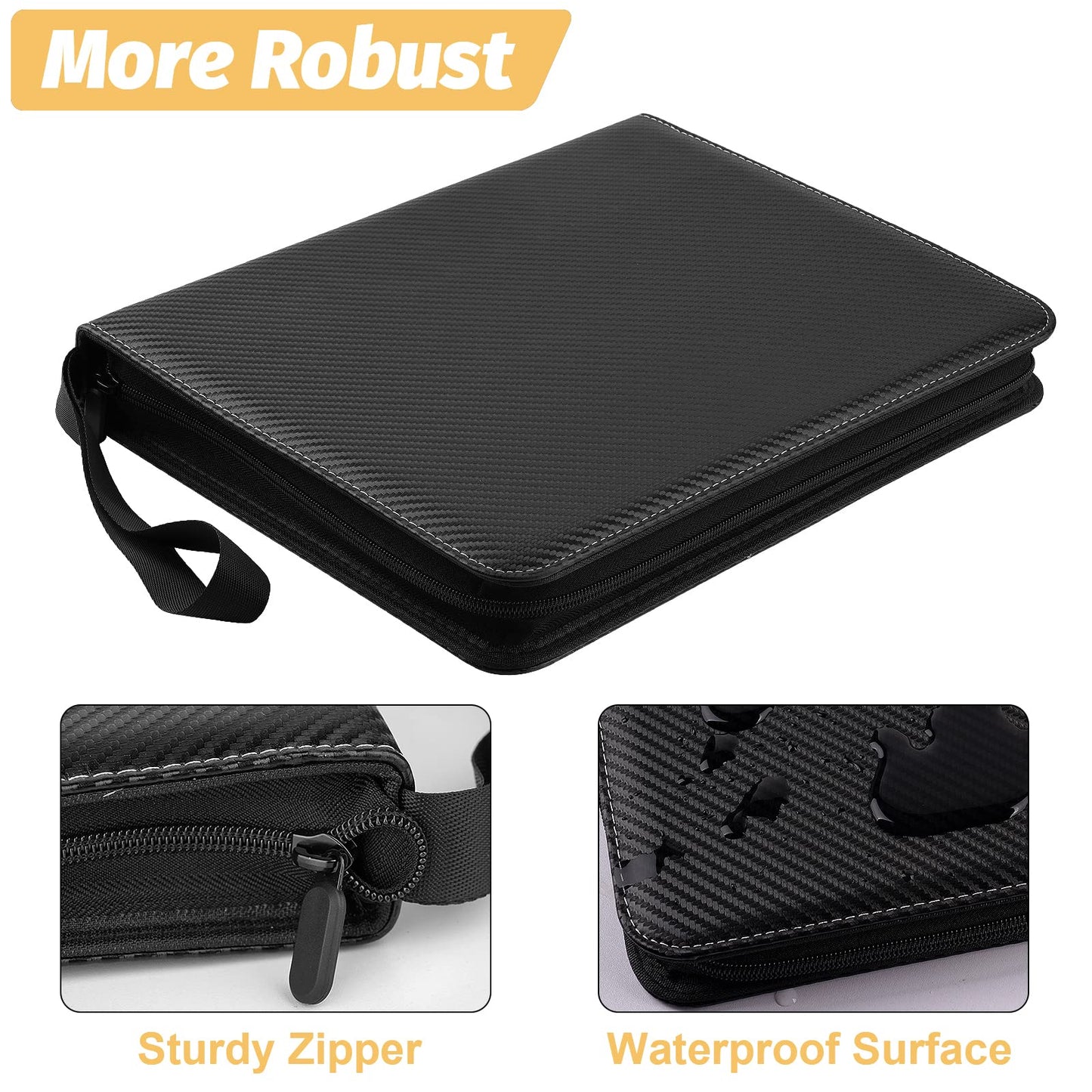 GERMUN Trading Card Binder, 900 Pockets Card Binder, 9-Poccket Sided Pocket Sports Card Binder, Premium Card Binders Compatible with MTG, TCG, Baseball Cards(Carbon Black)