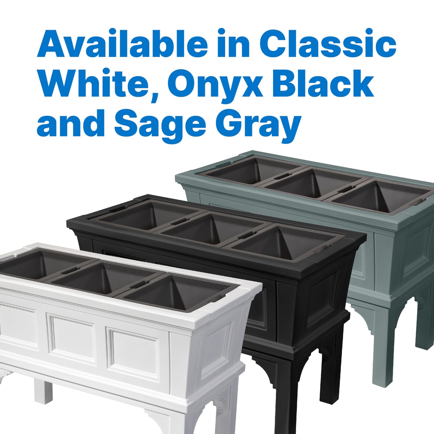Step2 Atherton Raised Planter Box, Large Planters for Outdoor Plants, Gardening and Flower Pot for Patio or Porch, Easy Drainage, Durable Plastic, Onyx Black