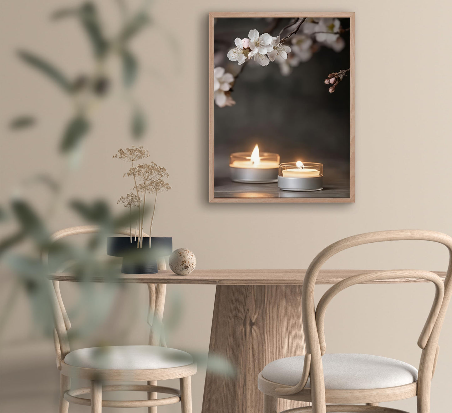 ZHJIOFXG 3 Piece Zen Canvas Wall Art Stacked Stones Cherry Blossom Candle Spa Wall Decor Calming Minimalist Neutral Poster Print Art for Bathroom Bedroom Yoga Room Office Living Room 16x24in Unframed