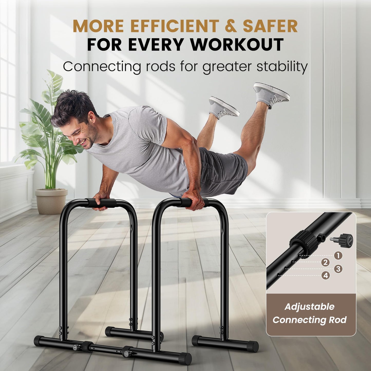 Sportsroyals Dip Bar, Adjustable Dip Stands Station for Home, Functional Heavy Duty Parallette Bars for Upper Body Workout (400/1200LBS Loading Capacity, 2025 New Version)