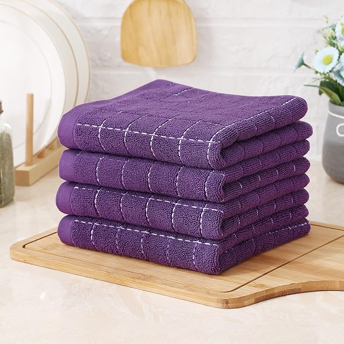 Homaxy 100% Cotton Terry Kitchen Towels, Checkered Designed, Soft and Super