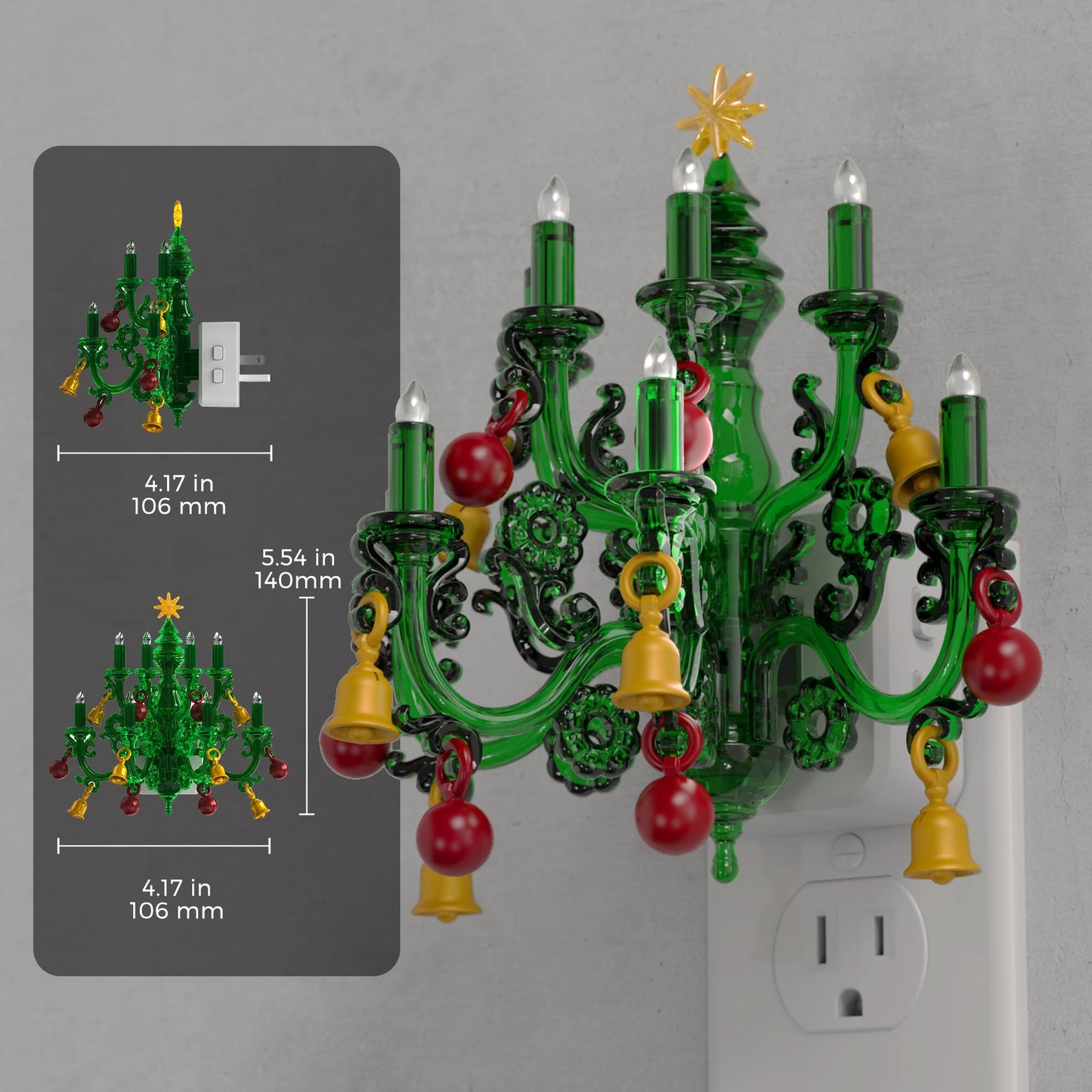 L LOHAS LED Christmas Night Light, Plug in Night Light with Dusk to Dawn Sensor, 3 Brightness Adjustable and RGB Mode, Ideal Nightlight for Christmas Home Decor