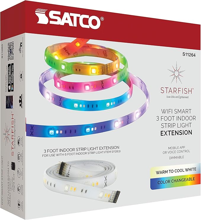 Satco S11264 Starfish 3-Foot Indoor Extension WiFi Smart LED Color-Changing