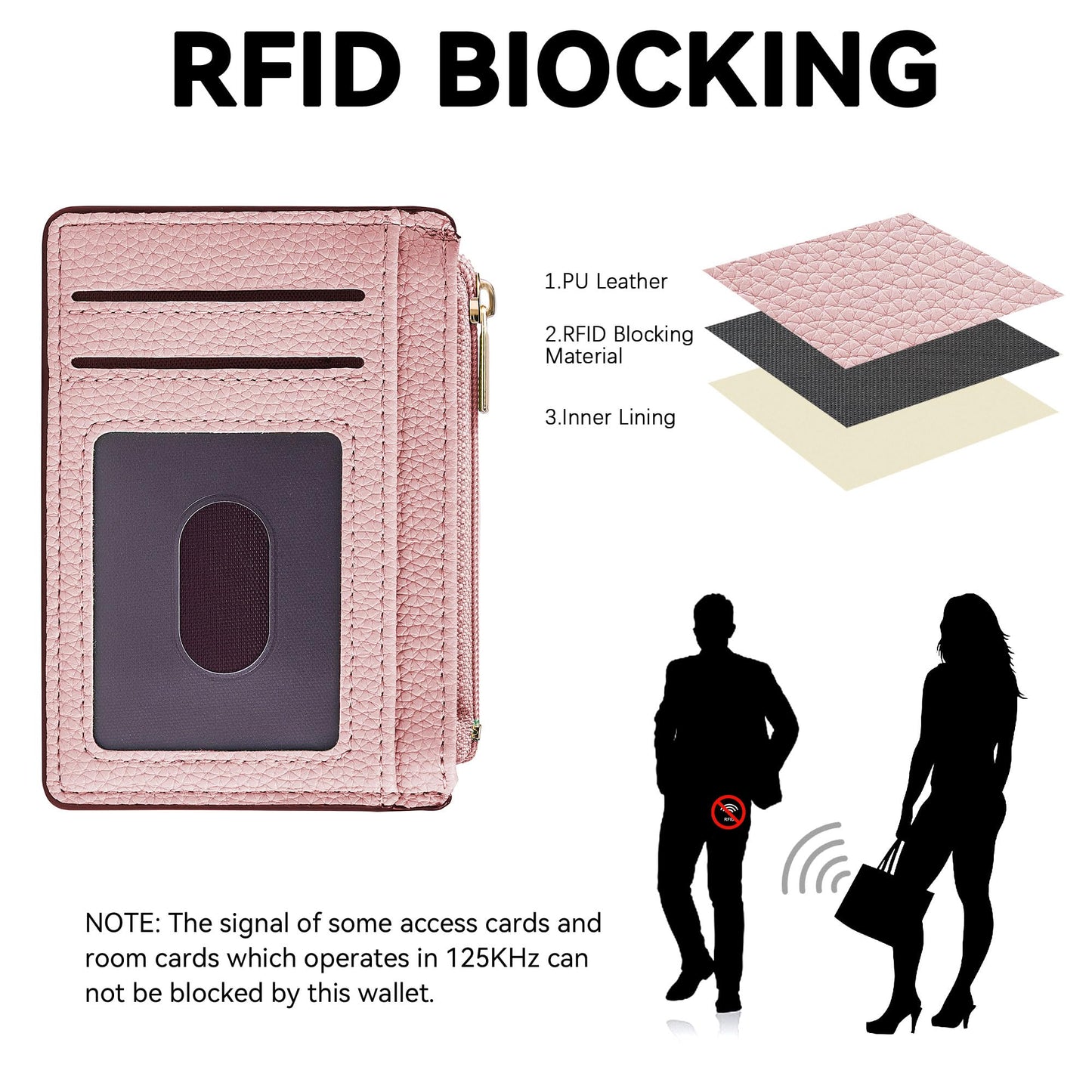 Tipmile Credit Card Holder for Women Slim Minimalist Front Pocket RFID Blocking Wallet Small Compact Card Case with ID Window, Light Pink