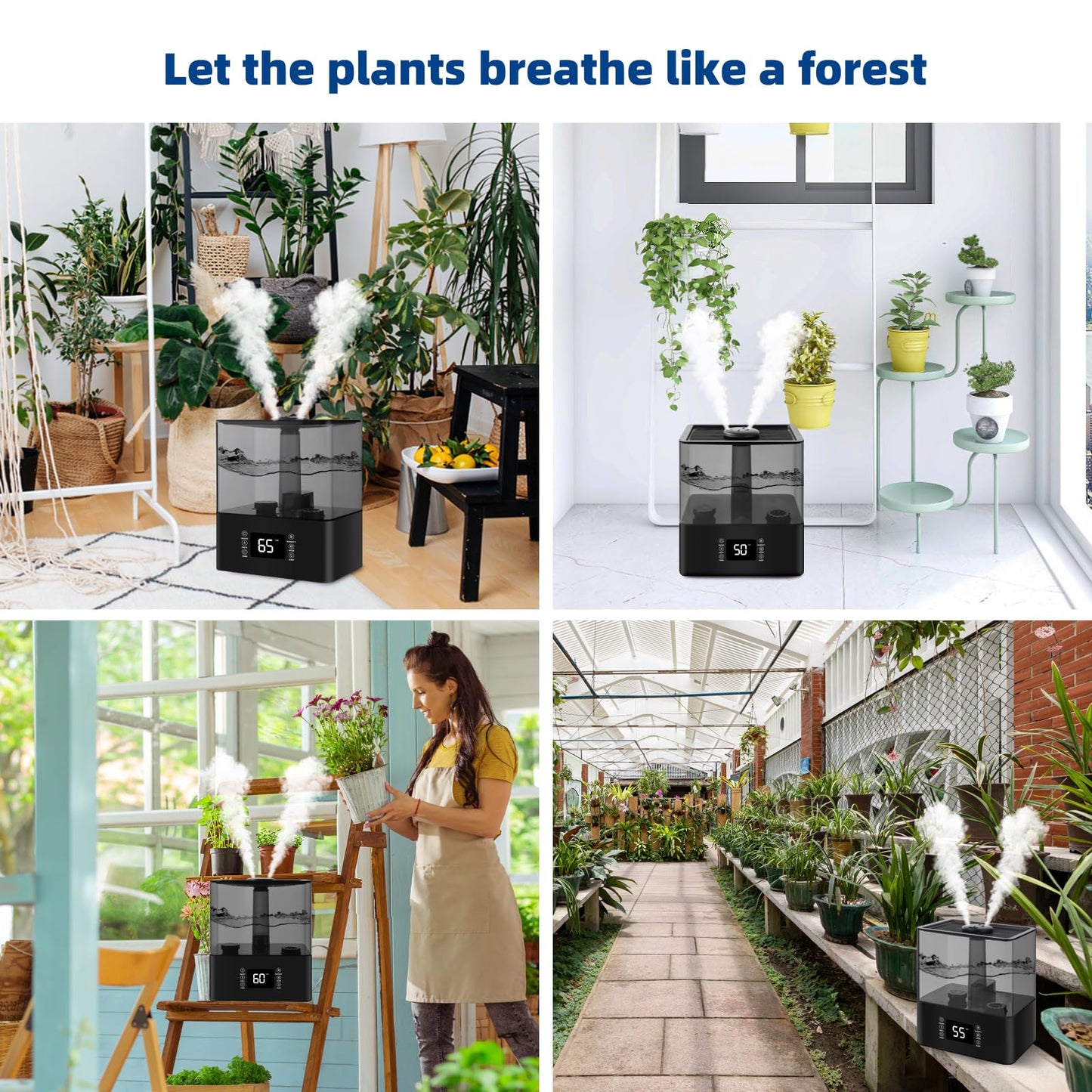 6L Humidifiers for Bedroom Large Room, Cool and Warm Mist Humidifiers for Nursery & Plants, Mist Top Fill Desk Humidifiers Essential Oil Diffuser with Adjustable Mist,360°Nozzle,Auto Shut-Off-Black