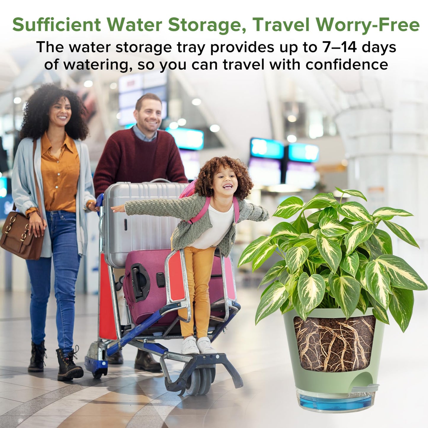 GARDIFE 2026 Upgraded Self Watering Plant Pots with Drainage Hole, 7/6.5/6/5.5/5/4 Inch Flower Planting Containers for House Plants, African Violet, Flowers, Cactus (Green, 7+6.5+6+5.5+5+4 inch)