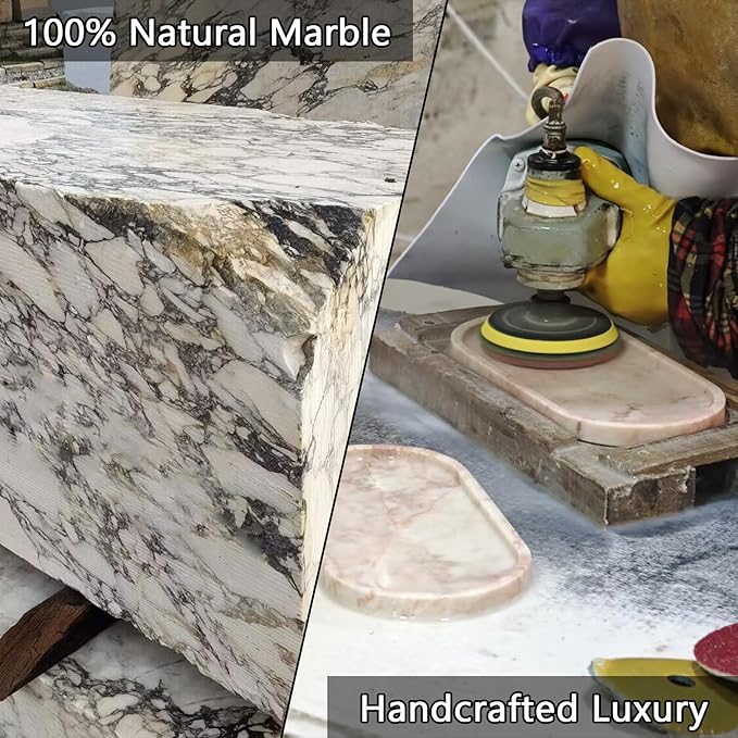 Real Luxurious Natural Marble Vanity Tray Genuine Marble Storage Tray