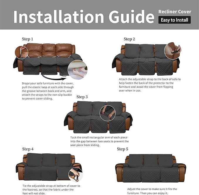 Easy-Going Oversized Recliner Sofa Cover, Reversible Couch Cover