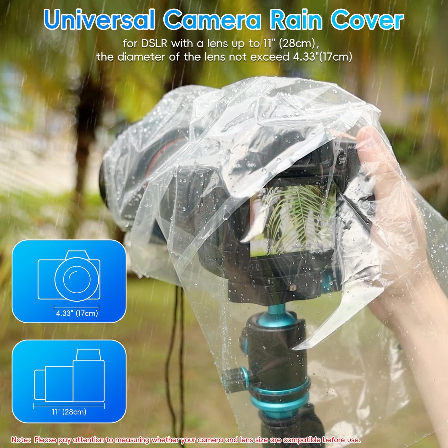 2 Pack Camera Lens Rain Cover Raincoat Clear Sleeve Protector for Sony A7R V A7 IV A7S III II A6700 A6600 A6500 A6400 A6300 A6100 A6000 A7C Nikon Z8 Z5 Z50 Z30 Z7 Z6 II D780 D7500 D5600 D3500 P1000