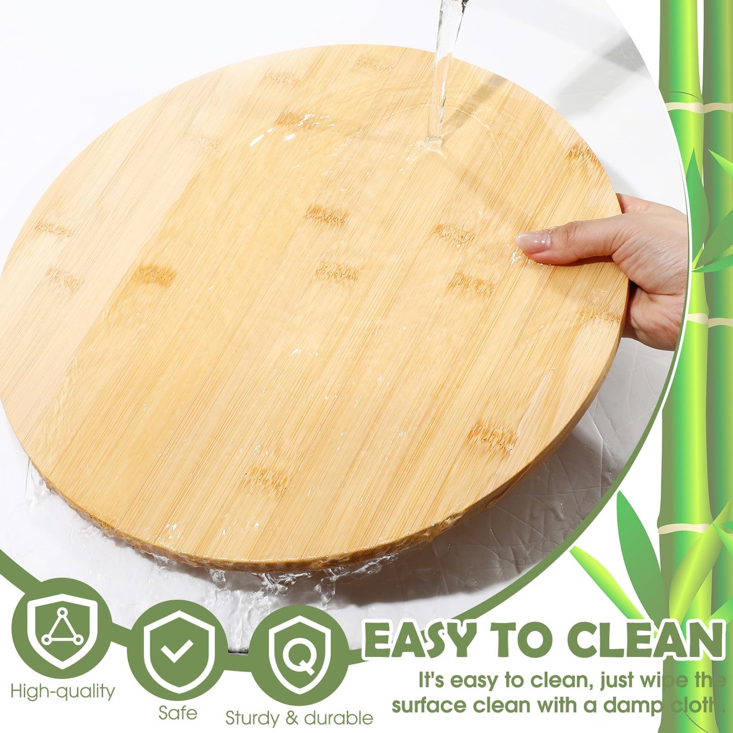 Tanlade 4 Pcs Bamboo Wooden Lazy Susan Organizer Lazy Susan Turntable for Cabinet Non Skid Kitchen Tray Revolving Condiment Spice Rack for Counter Wedding Table Organization Storage Supplies(13 Inch)