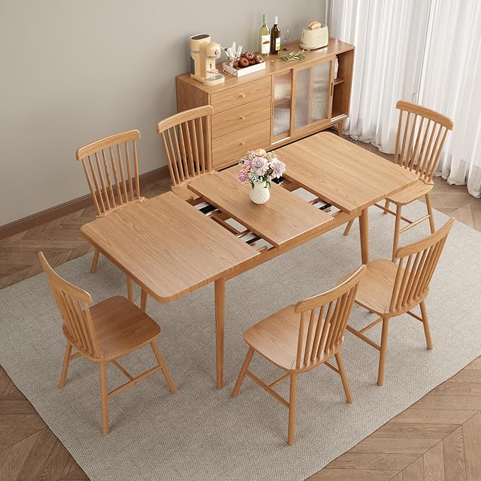 Muwuele Solid Wood Extendable Dining Table