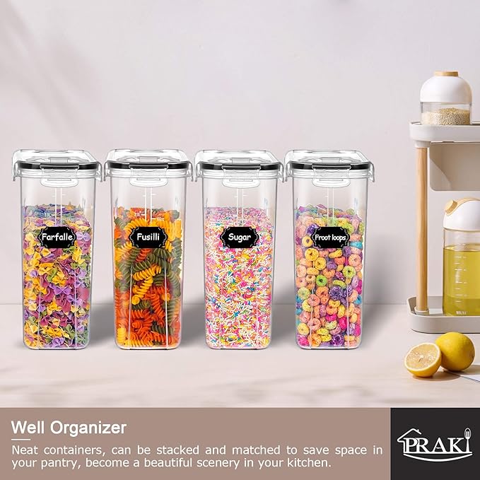 PRAKI 5PCS Cereal Containers Storage Set, BPA Free Airtight Food Storage
