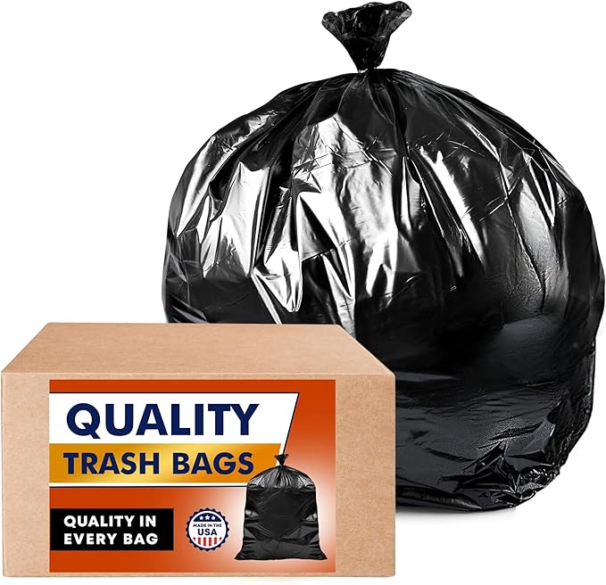 Tasker Contractor Garbage Bags 55 Gallon, 3 Mil Black Contractor Garbage Bag